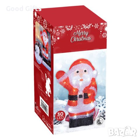 Коледна светеща фигура Дядо Коледа, 28см, Коледна лампа, снимка 3 - Други - 42742505