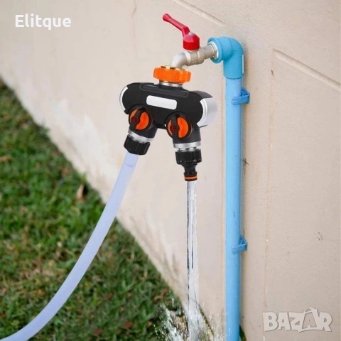 Двупосочен разпределител за градински кран 2-в-1: Сплитер за маркуч с независими вентили  на едро 