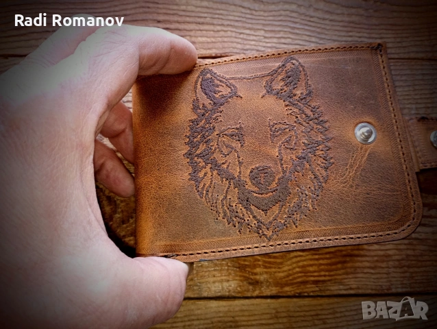 Ръчно изработен мъжки кожен портфейл, ловен аксесоар, мъжки подарък 