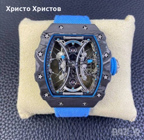 Мъжки луксозен часовник Richard Mille RM 53-01 Blue Rubber Strap Super High Quality 