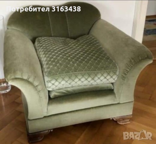 Винтидж диван тройка + фотьойл, снимка 2 - Дивани и мека мебел - 36014408