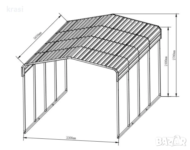 Метален навес/козирка за кола, паркомясто, снимка 2 - Градински мебели, декорация  - 49460997