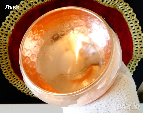 Медна бонбониера,меден съд,чиста червена мед. , снимка 2 - Антикварни и старинни предмети - 52860329