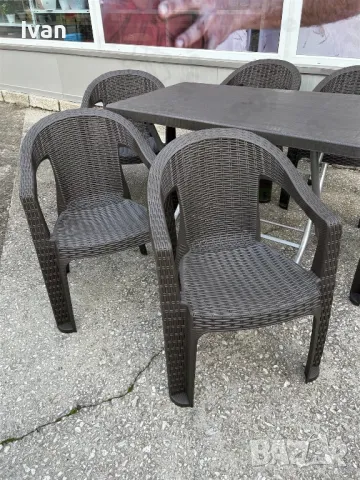 Градински комплект маса със столове 6 бр, ратан, комплект КОКО, снимка 2 - Маси - 50425261