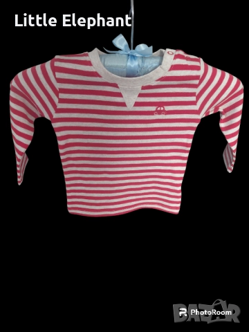 Блузка с дълъг ръкав за 12-18 мес момченце червено и бежово райе"Tiny little car",Англия/нова