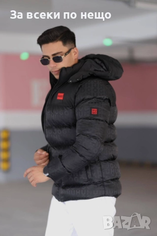 Hugo Boss Мъжко Черно Зимно Яке Със Силиконов Пълнеж И Шито Лого Код A902, снимка 2 - Якета - 51697128