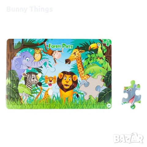 Пъзел карта „Животни от джунглата“ (24 части), снимка 2 - Игри и пъзели - 53416251