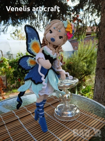 Плетена кукла горска фея Етерия / Феята на Пеперудите , снимка 3 - Кукли - 52657482