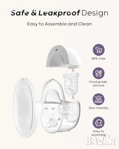 Нова Nuliie Hands-Free Електрическа Помпа за Кърма 2 Броя 24MM за майки, снимка 3 - Помпи за кърма - 53836594