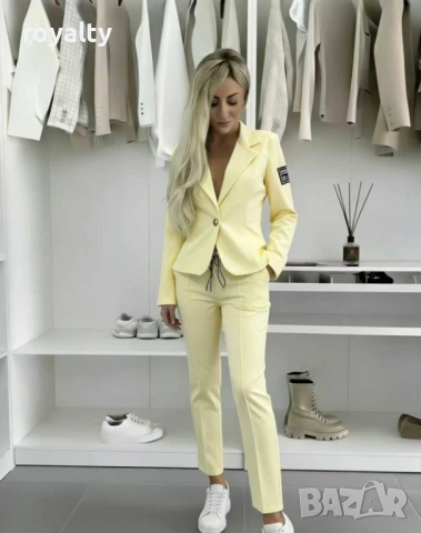 Спортно Елегантен Жълт Дамски Комплект Сет Две Части Различни Цветове 