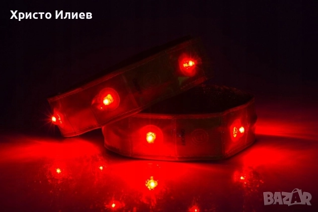 Светлоотразителна лента led светеща сигнална лента за ръка 2бр, снимка 5 - Спортна екипировка - 52940089