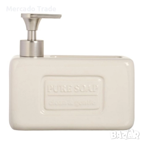 Диспенсър за кухненска мивка с поставка за гъба Mercado Trade, Керамичен, Бежов, снимка 2 - Сушилници - 52121765