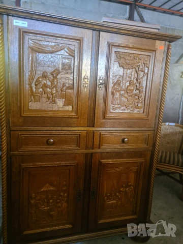 масивен гардероб шкаф дърворезба внос от Европа, снимка 8 - Шкафове - 50821601