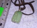 КРАСИВ ВИНТИДЖ - АРТ МЕДАЛЬОН НАТУРАЛЕН КАМЪК ЗЕЛЕН АХАТ с ШНУРЧЕ от ВЕЛУР 21393, снимка 3