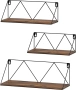 Комплект от 3 дървени стенни рафта EYMPEU в рустик стил от метал и дърво, снимка 7