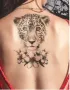 Пума Леопард с цветя черно бял временна татуировка татос татус Tattoo, снимка 1