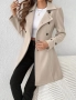 🌸 STBoutique – Елегантно дамско дълго палто с колан – Бежов 🌸, снимка 2