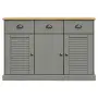 vidaXL Бюфет с чекмеджета VIGO, 113x40x75 см, сив, бор масив, снимка 5