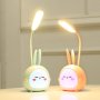 Лампа за четене USB LED Kawaii Rabbit 2в1,Настолна лампа,Детска защита на очите,Карикатура Зайче