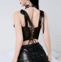 Нов дамски топ/бюстие/корсет с пайети и прозрачна талия р-р S и M, снимка 4