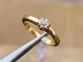 Златен пръстен 18к диаманти 0.08кт. р-р 17.7мм, снимка 1
