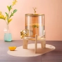 Голям диспенсър за напитки 8L с дървена стойка и златист кран, снимка 2