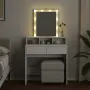 vidaXL Тоалетка с LED, бяла, 80x41x144,5 см, снимка 3