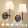 Комплект 2 черни безжични стенни лампи с RGB и дистанционно, снимка 1