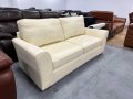 Кремав кожен диван двойка - 100 % естествена кожа, снимка 4