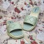 Дамски чехли с гъвкава равна подметка в зелен цвят, снимка 1 - Чехли - 41320771