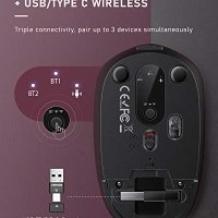 Seenda безжична Bluetooth + 2,4 Gh мишка, акумулаторна,BT 4.0+BT 4.0+USB/тип C - ЧЕРНА, снимка 3 - Клавиатури и мишки - 41597944