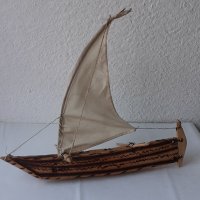 Дървена лодка с платна за декорация, морски декор, модел, макет, снимка 2 - Други - 40920601