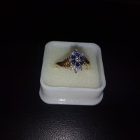 18k. златен пръстен с диаманти и сапфири, снимка 5 - Пръстени - 40624952