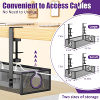 DECOHOME Поставка за кабели под бюрото, (черно, 2 броя), снимка 6 - Други стоки за дома - 44829470
