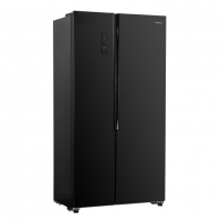Хладилник с фризер Finlux SBS-440BL GLASS , 439 l, E , No Frost , Черен, снимка 1 - Хладилници - 36083508
