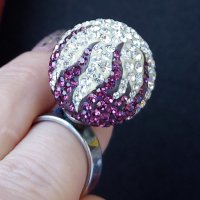 Нов сребърен пръстен  топка, с регулация / проба 925 с камъни Swarovski , снимка 9 - Пръстени - 26293601