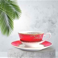 Костен порцелан - червен комплекти за чай и кафе за съдомиялна , снимка 2 - Сервизи - 34808760