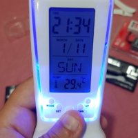 LED Цифров часовник/будилник със синя подсветка, електронен календар, термометър, Аларма , снимка 10 - Други - 40439214