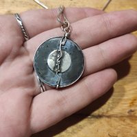 Сребърен синджир със седефена висулка (165), снимка 4 - Колиета, медальони, синджири - 41659794