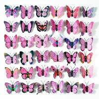 12 микс малки цветни едноцветни пеперуди pvc за украса декорация, снимка 8 - Други - 33551041
