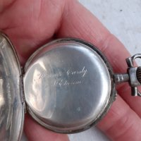 Часовник сребърен джобен с позлата - Работи, снимка 3 - Антикварни и старинни предмети - 35881593