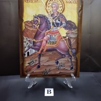 Икона на платно А4 на Свети Мина - Закрилникът на Семействоно - ръчна изработка . Модел В., снимка 5 - Икони - 42689314