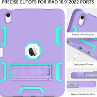 Удароустойчив калъф за iPad 10-то поколение 10,9" 2022 GUAGUA, лилаво/мента, снимка 3 - Таблети - 44762136