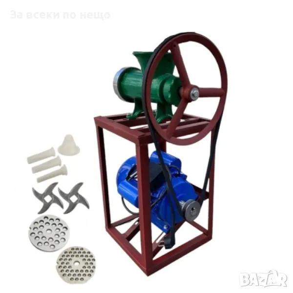 Чугунена месомелачка 32-ри номер с електромотор и стойка, снимка 1