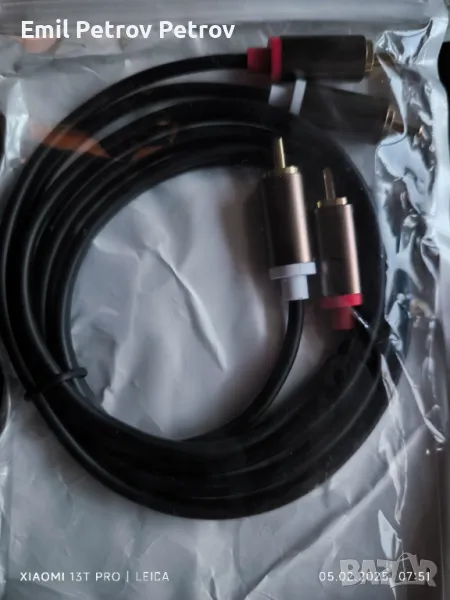 Кабел 2 RCA to 2 RCA  1 m ( ЧИНЧ ) , снимка 1