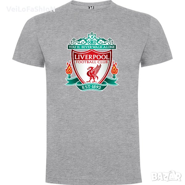 Нова мъжка тениска на футболния отбор Ливърпул (Liverpool) в сив цвят, снимка 1