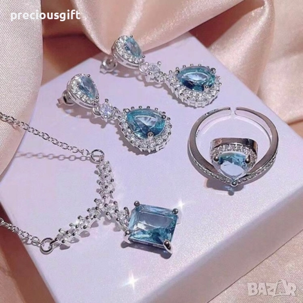 Комплект бижута - колие, обеци и пръстен, снимка 1