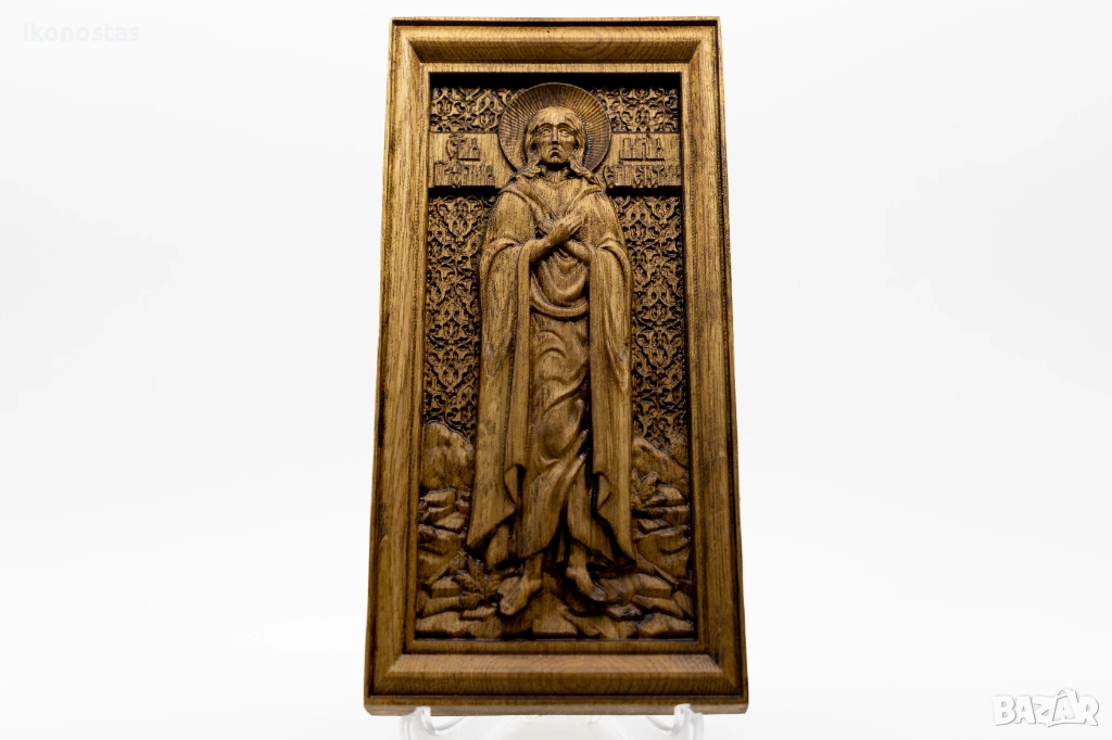 Релефна икона на света Марина от масивен дъб, снимка 1