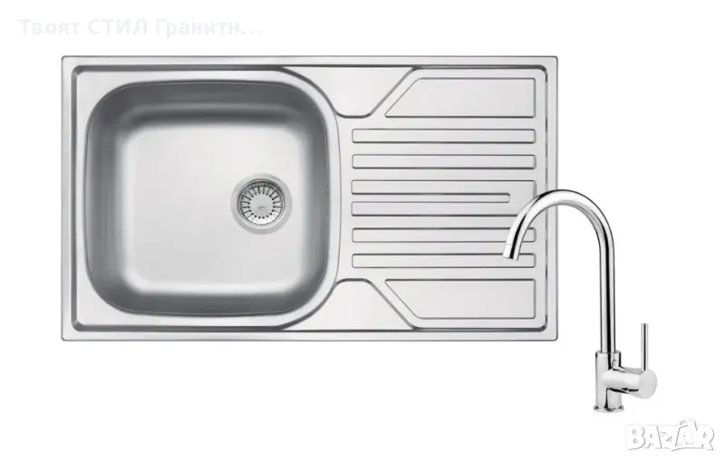К-т кухненска мивка от неръждаема стомана 304, Смесител, Сифон, снимка 1