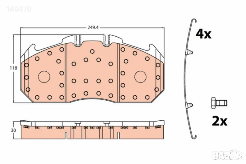 накладки дискови MAN TGA/ TGX -WWA No -29131, снимка 1